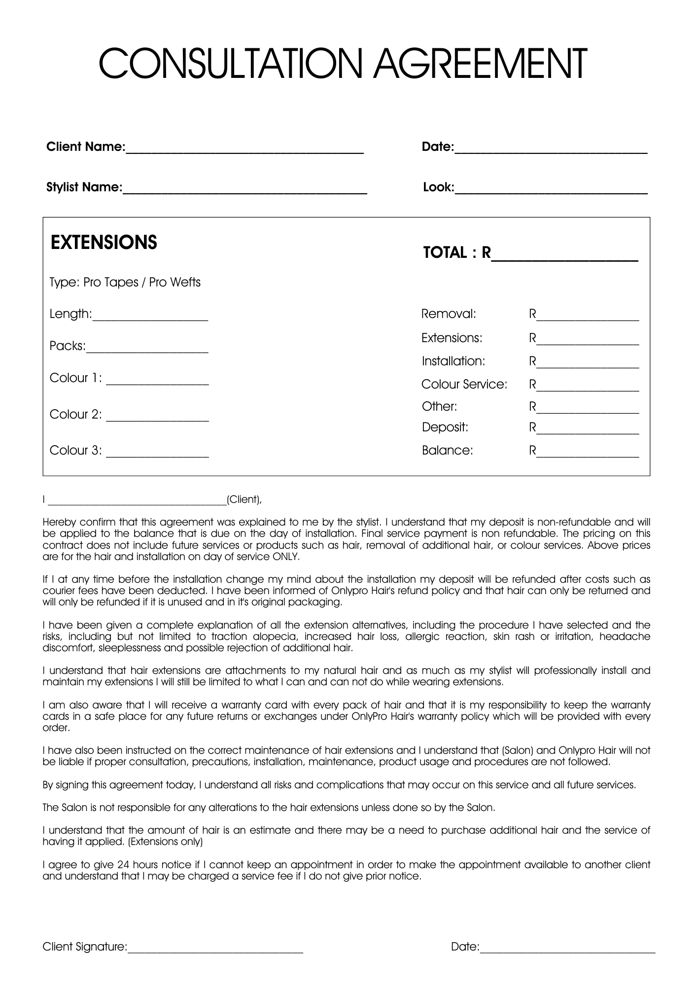 Printable Consultation Agreement